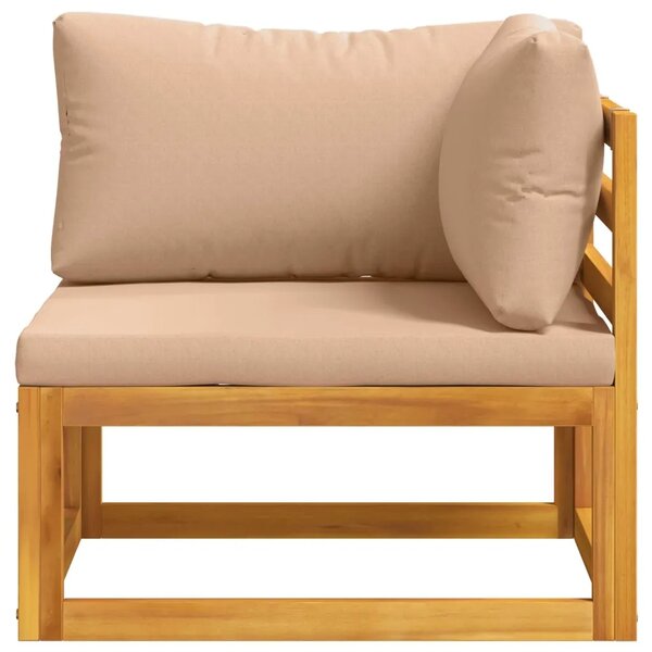 Kauč sa sjedećnicama u kutu Čvrsto drvo akacije Prirodna - Bež Kutna sofa