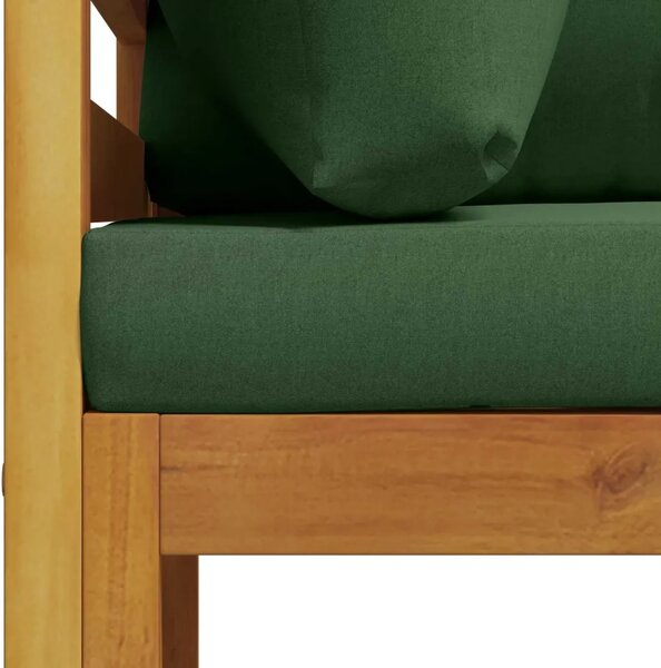 Kauč sa sjedećnicama u kutu Čvrsto drvo akacije Prirodna - Zelena Kutna sofa