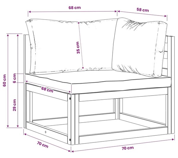 Kauč sa sjedećnicama u kutu Čvrsto drvo akacije Prirodna - Bež Kutna sofa
