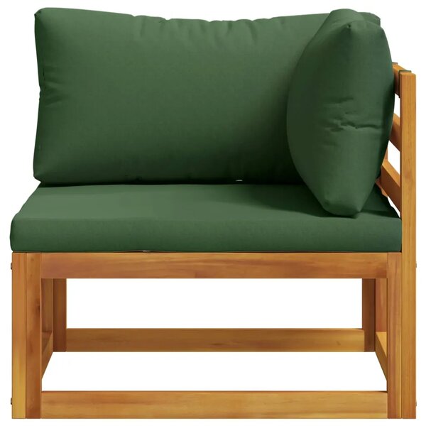 Kauč sa sjedećnicama u kutu Čvrsto drvo akacije Prirodna - Zelena Kutna sofa