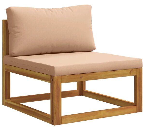 Modularna garnitura s jastucima 2 kom. Čvrsto drvo akacije - Bež Srednja sofa + stolić za kavu