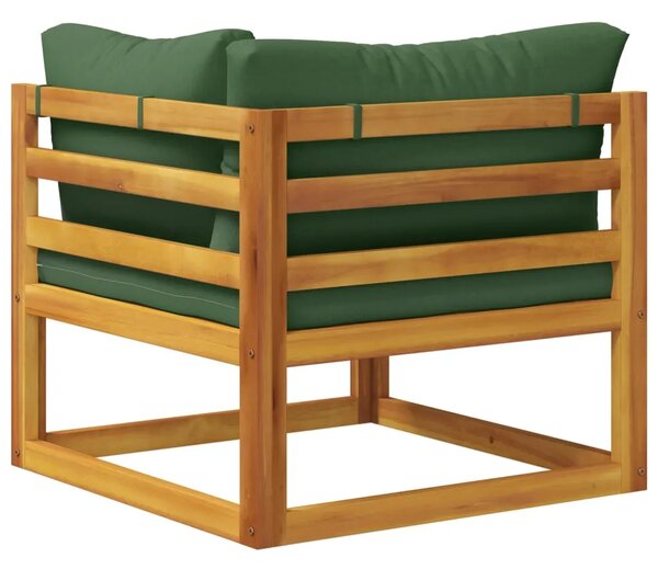 Kauč sa sjedećnicama u kutu Čvrsto drvo akacije Prirodna - Zelena Kutna sofa
