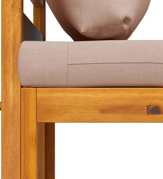 Modularna garnitura s jastucima 2 kom. Čvrsto drvo akacije - Bež Srednja sofa + stolić za kavu