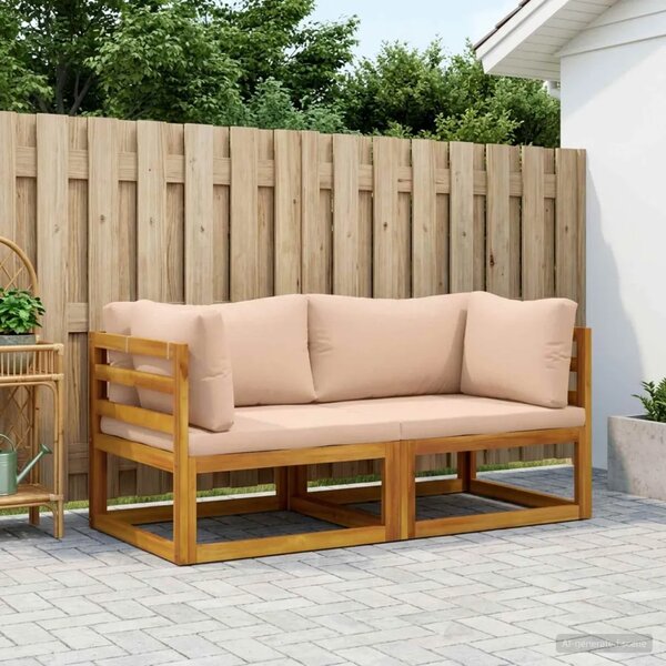 Kauč sa sjedećnicama u kutu 2 kom. 2-sjedalo - Bež Kutna sofa (2 kom)