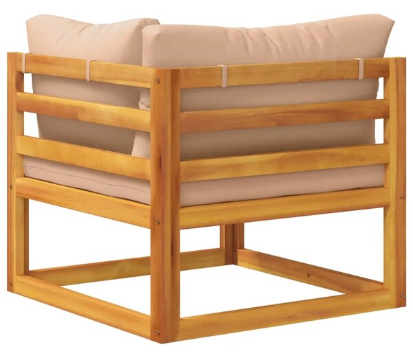 Kauč sa sjedećnicama u kutu Čvrsto drvo akacije Prirodna - Bež Kutna sofa