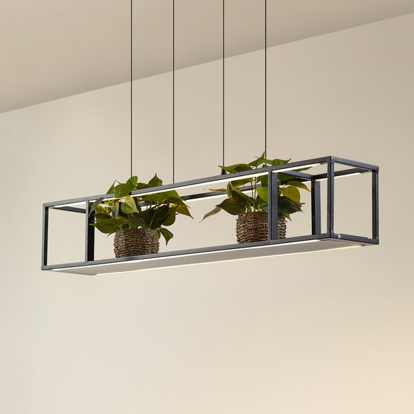 Lucande LED visilica Estante, crna, prigušiva, prigušiva, Crno, Dnevni boravak/blagovaonica, Metal