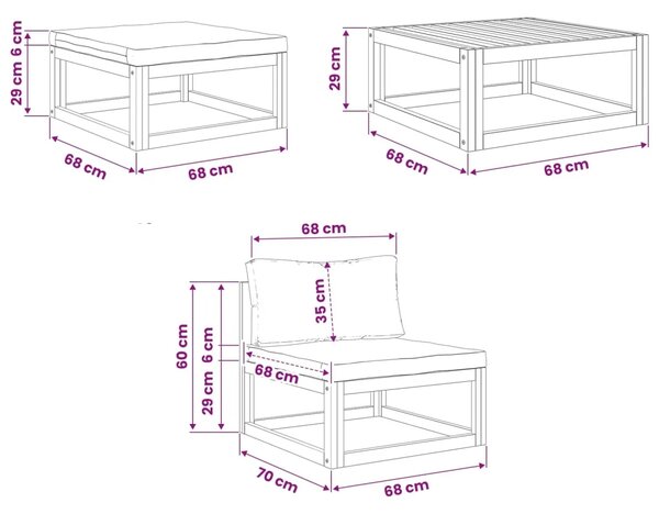 Sekcijska garnitura s jastucima 3 kom. 2-sjedalo - Zelena Srednja sofa + tabure + stolić