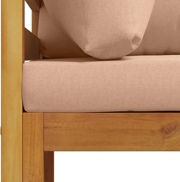 Kauč sa sjedećnicama u kutu Čvrsto drvo akacije Prirodna - Bež Kutna sofa