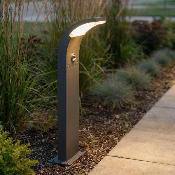 Lucande LED putna svjetiljka Timm, senzor, 60 cm, antracit, IP54, Crno, Aluminij