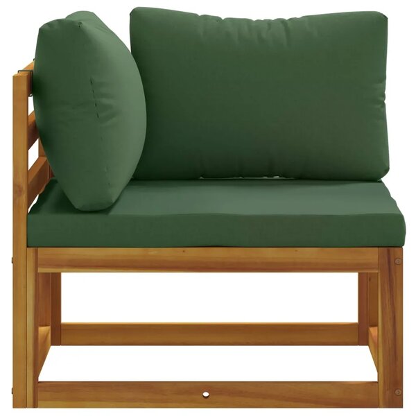 Kauč sa sjedećnicama u kutu Čvrsto drvo akacije Prirodna - Zelena Kutna sofa
