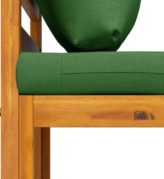 Modularna garnitura sofa s jastucima 2 kom. Čvrsto drvo akacije - Zelena Srednja sofa + stolić za kavu