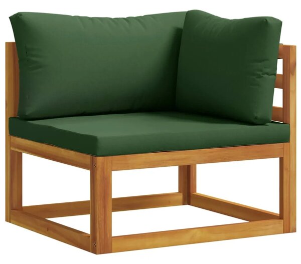 Kauč sa sjedećnicama u kutu Čvrsto drvo akacije Prirodna - Zelena Kutna sofa
