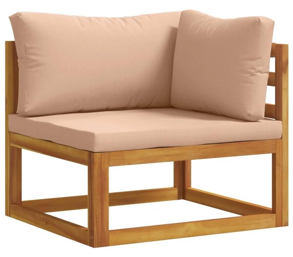 Kauč sa sjedećnicama u kutu Čvrsto drvo akacije Prirodna - Bež Kutna sofa
