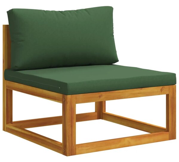 Modularna garnitura sofa s jastucima 2 kom. Čvrsto drvo akacije - Zelena Srednja sofa + stolić za kavu