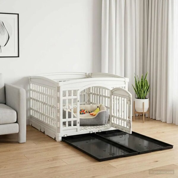 Igraonica za pse s 4 panela 177 5 x 154 5 x 112 cm Plastika - s podlogom 177 5 x 154 5 x 112 cm