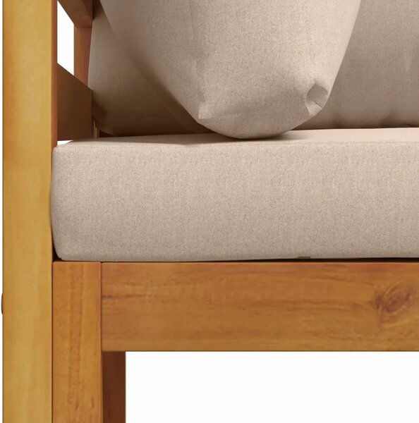 Kauč sa sjedećnicama u kutu Čvrsto drvo akacije Prirodna - Sivosmeđa Kutna sofa
