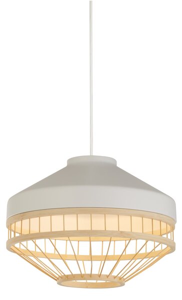 Searchlight Viseća svjetiljka Lanya, bijela, čelik/bambus, Ø 30 cm, E27, prigušiva, Drvo, Dnevni boravak/blagovaonica, Bambus