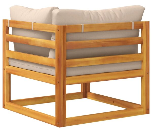 Kauč sa sjedećnicama u kutu Čvrsto drvo akacije Prirodna - Sivosmeđa Kutna sofa