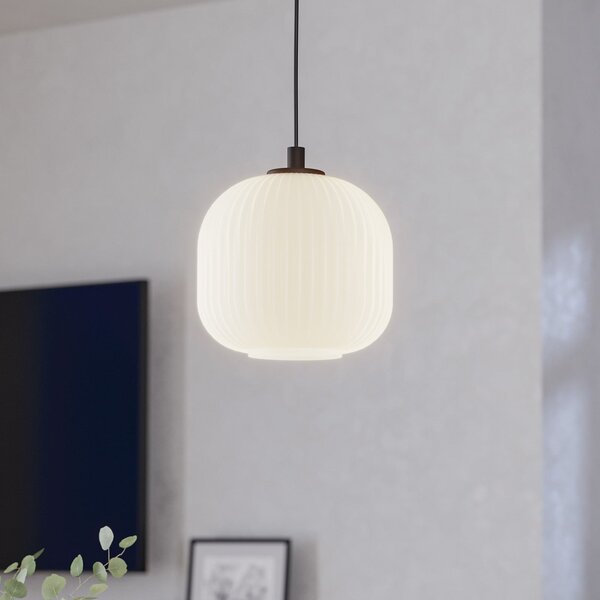 EGLO Viseća lampa Mantunalle, Ø 20 cm, crno/bijela, staklo, prigušiva, Bijela, Dnevni boravak/blagovaonica, Staklo
