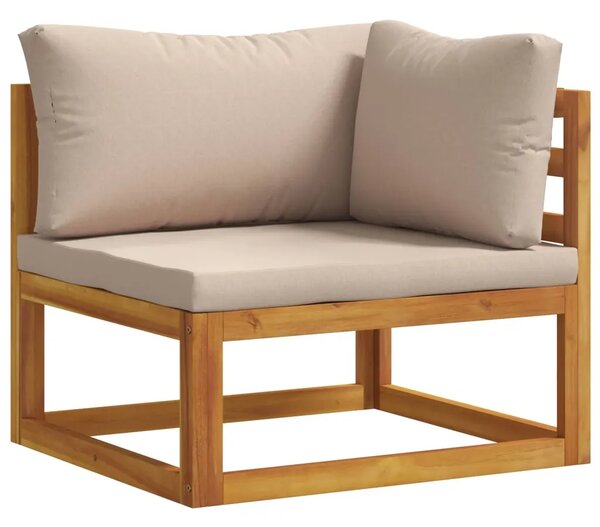 Kauč sa sjedećnicama u kutu Čvrsto drvo akacije Prirodna - Sivosmeđa Kutna sofa