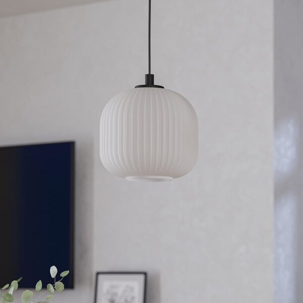 EGLO Viseća lampa Mantunalle, Ø 20 cm, crno/bijela, staklo, prigušiva, Bijela, Dnevni boravak/blagovaonica, Staklo