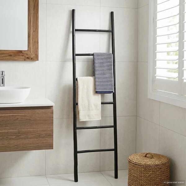 Ljestva za deke Crna 50 x 190 cm Bambus - 190 cm Crna