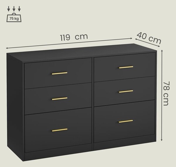Komoda sa 6 ladica - Bijela