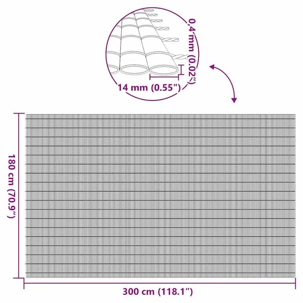 Vrtna ograda dvostrana smeđa 1 8x3 m PVC - Smeđa 180 x 300 cm