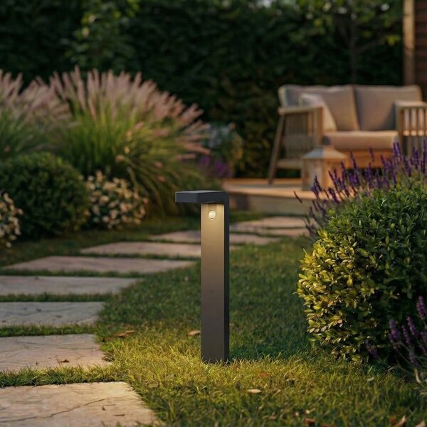 PRIOS Prios LED solarna svjetiljka za stazu Aurino, crna, 75 cm, senzor, Crno, Aluminij, Solarna svjetla
