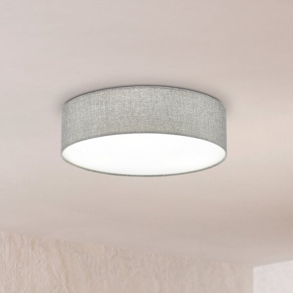 EGLO Siva stropna lampa Pasteri s lanenim sjenilom 57 cm, prigušiva, Sivo, Dnevni boravak/blagovaonica, Tkanina / tekstil