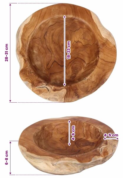 Zdjela za voće JEPARA Ø 30 cm Masivno drvo tikovine Kružni - Ø 30 cm