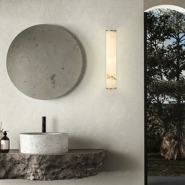 Searchlight LED zidna lampa za kupaonicu Wales, zlatna/mramorna, 35 cm čelik/smola, prigušiva, Zlato / mjed, kupaonica, Metal