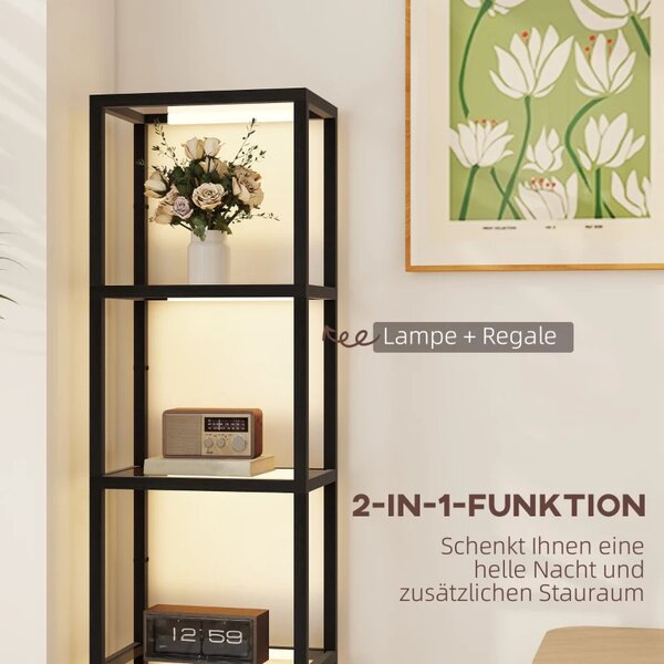 LED podna lampa s policom na 4 razine