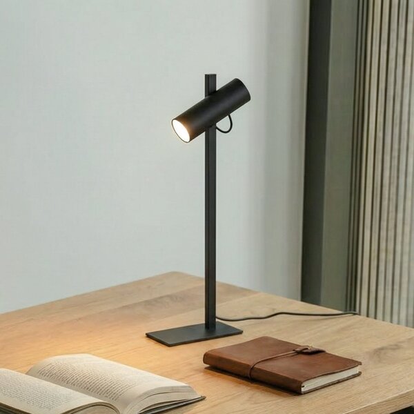 Lucande stolna lampa Lysias, crna, metal, visina 55cm, Crno, Dnevni boravak/blagovaonica, Metal