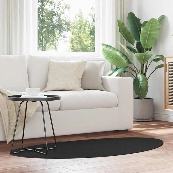Tepih HUARTE Crna 80 x 150 cm Poliester - Ovalno-asimetrično Crna 80 x 150 cm