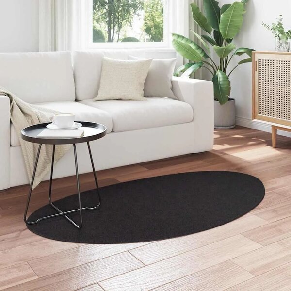 Tepih HUARTE Crna 80 x 150 cm Poliester - Ovalno-asimetrično Crna 80 x 150 cm