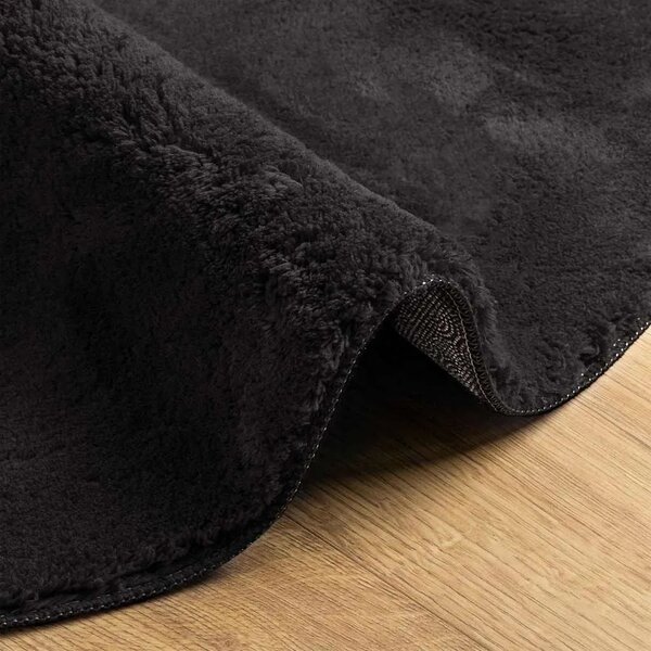 Tepih HUARTE Crna 80 x 150 cm Poliester - Ovalno-asimetrično Crna 80 x 150 cm