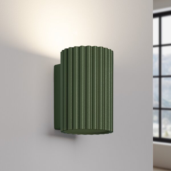 SOLLUX LIGHTING ALORA zidna svjetiljka, visina 10 cm, maslinasto zelena, metalna, 1 x GU10, prigušiva, Zelena, Dnevni boravak/blagovaonica, Aluminij, Zid okrugli