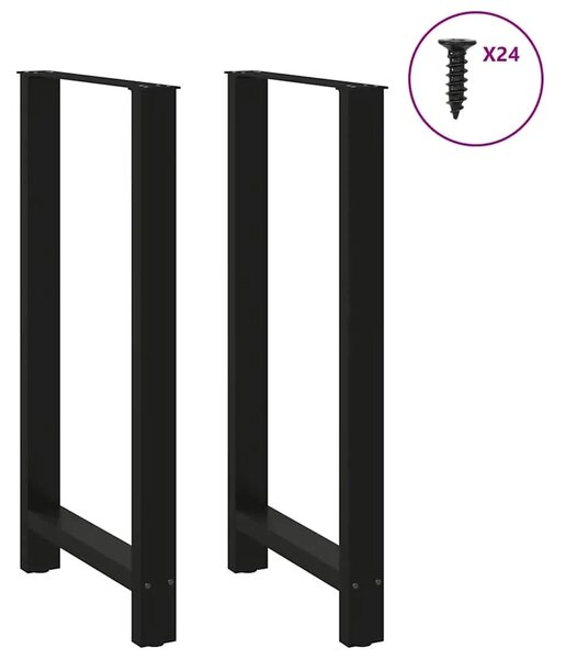 Noge za barski stol Crne 2 kom 60 x (110-111) cm Čelične - Crna 60 x (110-111) cm