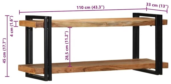 Zidna polica 110x33x45 cm puno drvo bagrem - 110 x 33 x 45 cm Masivno bagremovo drvo