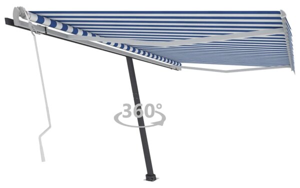 VidaXL Samostojeća tenda na ručno uvlačenje 400 x 300 cm plavo-bijela