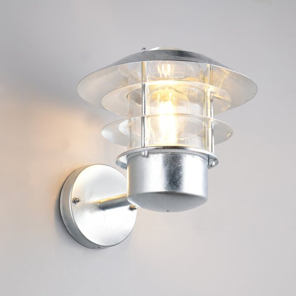 Trio Lighting Ruvuuma vanjska zidna lampa, boje cinka, Ø 22 cm, okrenuta prema gore, prigušiva, Metalik, Metal
