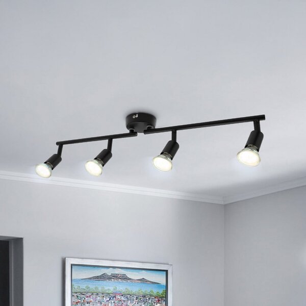 B.K. Licht Stropna svjetiljka od žada, crna, 4 žarulje, GU10 LED, 3000 K, Crno, Dnevni boravak/blagovaonica, Metal