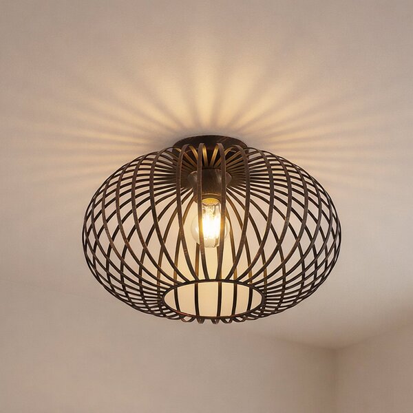 Lindby stropna lampa Rosalea, bakrena boja, metal, 40 cm, E27, prigušiva, Crno, Dnevni boravak/blagovaonica, Metal