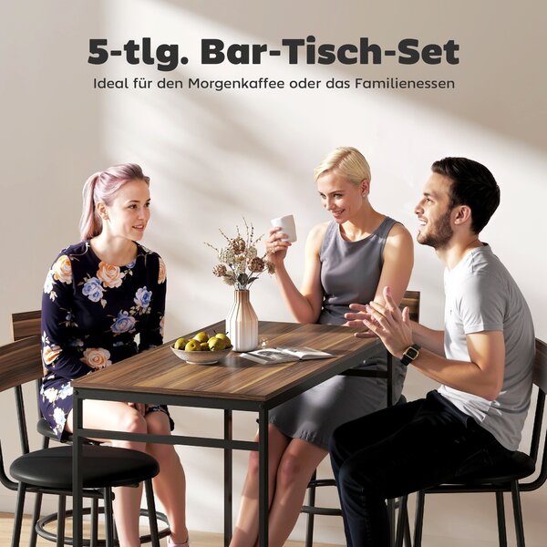 5-dijelni set barskih stolova s ​​4 stolice