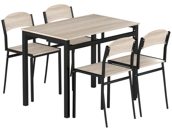 5-dijelni blagovaonski set, blagovaonski stol s 4 stolice - hrast