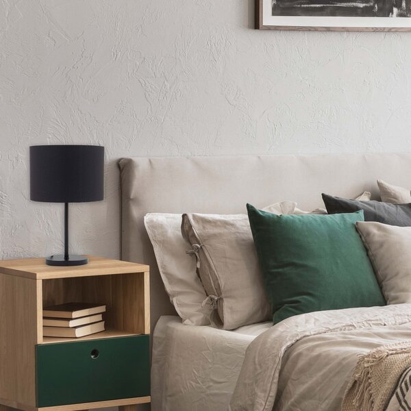 B.K. Licht Stolna lampa Kari, crna/zlatna, visina 33 cm, tekstil, E27, Crno, Dnevni boravak/blagovaonica, Tkanina / tekstil