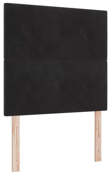 Boxspring krevet s madracem Crna 90 x 200 cm Baršun - Crna 90 x 200 cm Prošiveno gumbima