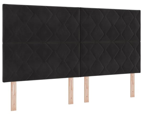 LED krevet za pohranu s madracem Crna 180 x 200 cm Baršun - Crna 180 x 200 cm Dizajn s rombovima