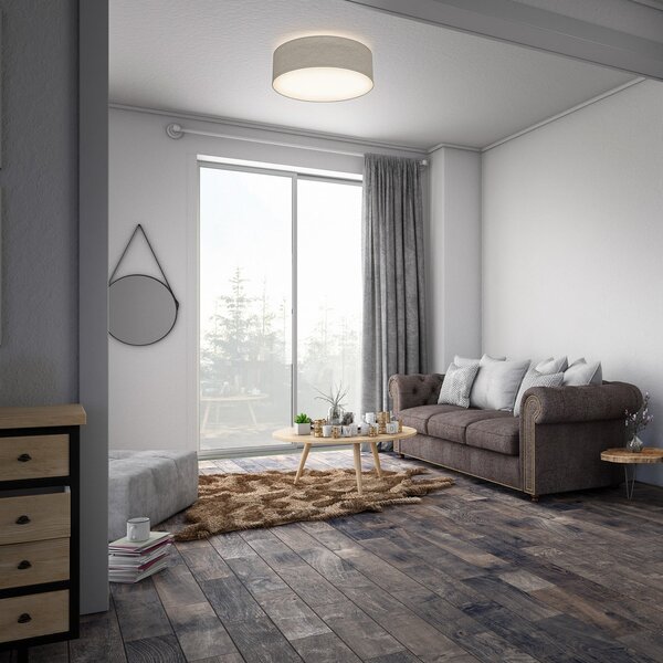 B.K. Licht Litora stropna svjetiljka, taupe, Ø 30 cm, tekstil, E27, prigušiva, Smeđa / hrđa, Dnevni boravak/blagovaonica, Tkanina / tekstil